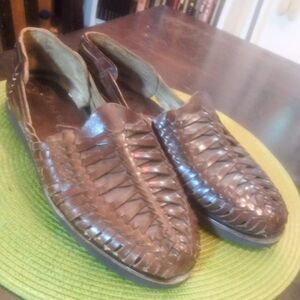 Brown Leather Slip-On Huaraches